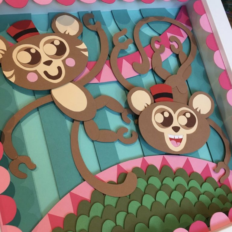 Studio Edo Rath Paper Art - Monkeys Circus 25 x 25 cm