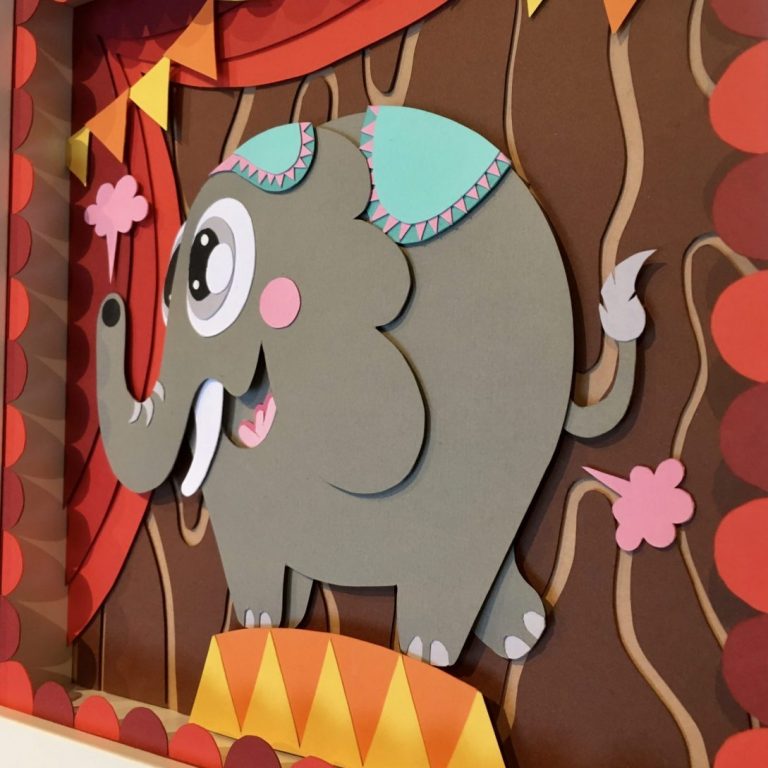 Studio Edo Rath Paper Art - Elephant Circus 23 x 23 cm