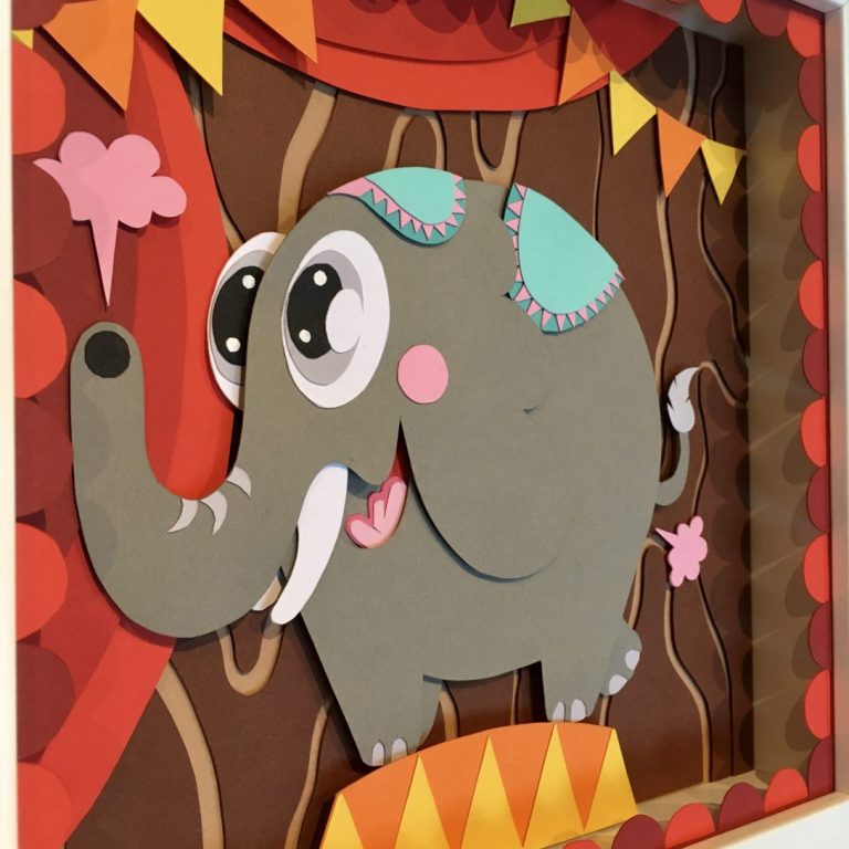 Studio Edo Rath Paper Art - Elephant Circus 25 x 25 cm
