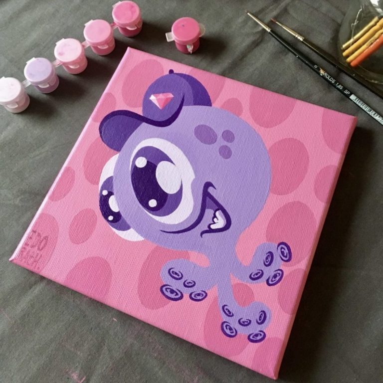 Studio Edo Rath Painting - Pink Purple Octopus